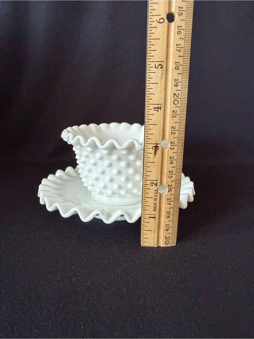 Mayonnaise Bowl and Under Plate - Fenton Hobnail Milk Glass